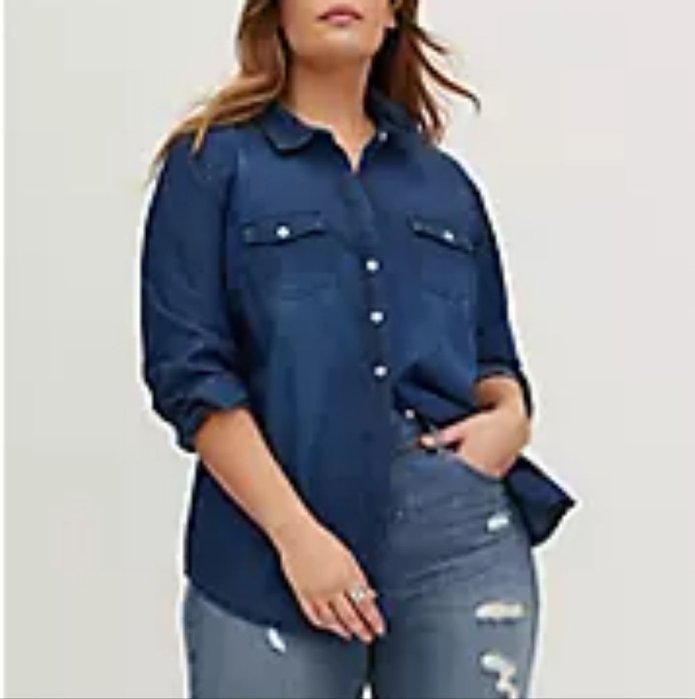 Torrid Dark Denim Button Down Shirt